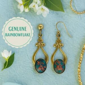 𝅺NEW Rainbowflake Genuine Turquoise Earrings